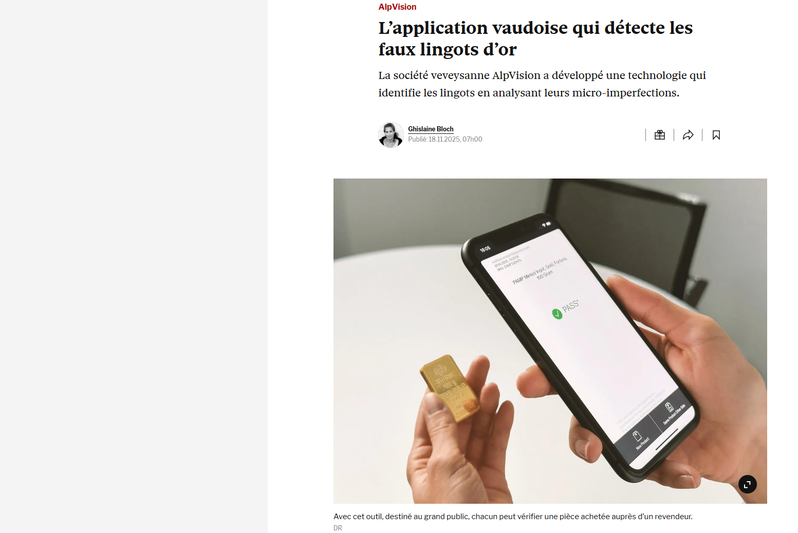 In The Media 1 Bilan AlpVision detection faux lingots